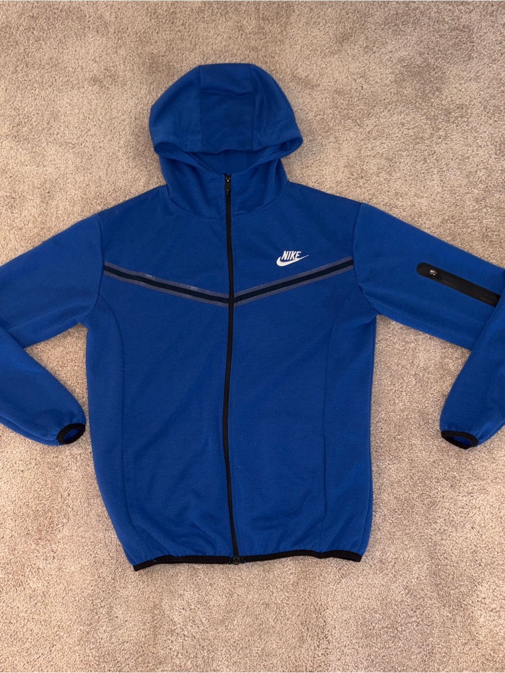 Nike Royal Blue Full-Zip Hooded Jacket with Black Trim